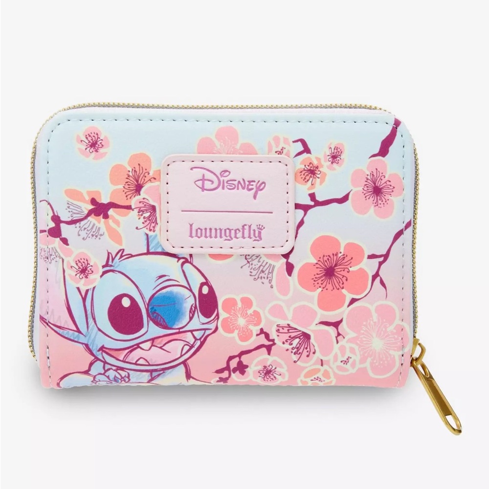 NEW Loungefly Disney Stitch & Scrump Cherry Blossoms Mini Zipper Wallet 🌸 - Picture 4 of 7